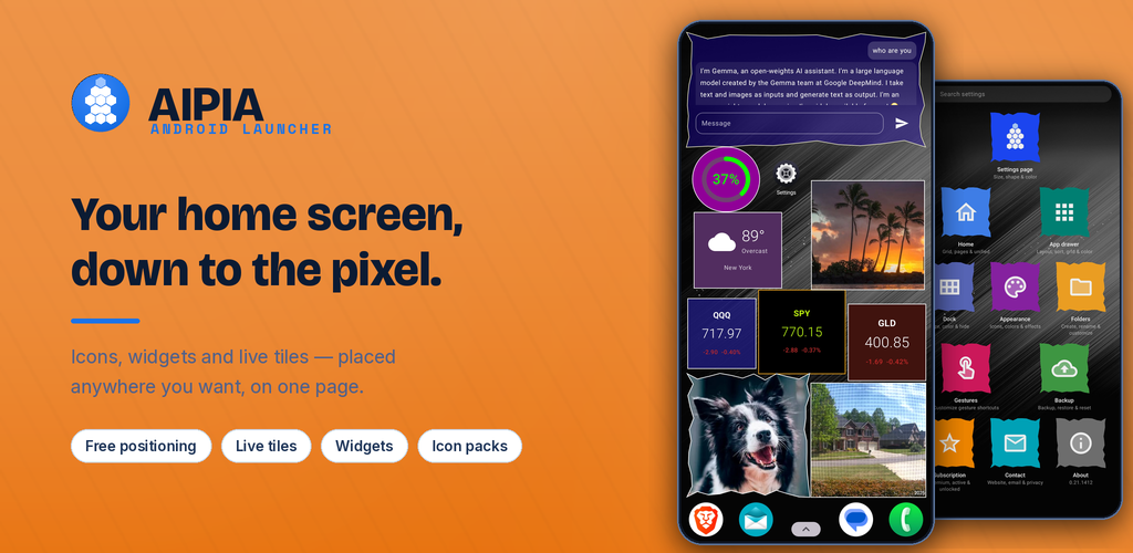 AIPIA — your home screen, down to the pixel